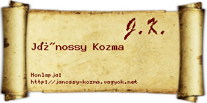 Jánossy Kozma névjegykártya